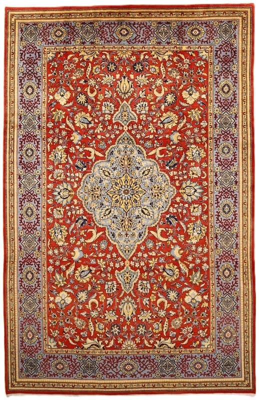 Perserteppich Ghom 325 x 210 cm Wolle handgeknüpft rot-orange H1