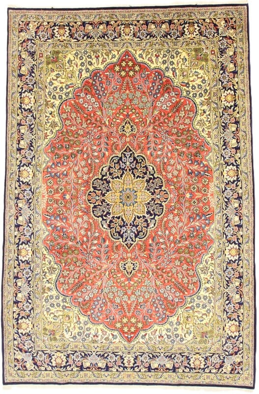 Perserteppich Ghom 348 x 232 cm Wolle handgeknüpft rot-orange