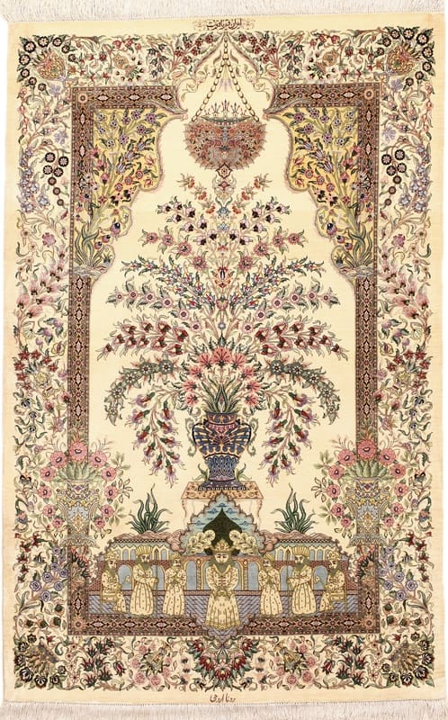 Perserteppich Ghom Yaqut 157 x 101 cm Seide handgeknüpft