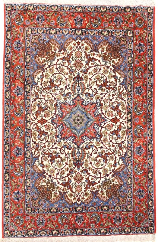 Perserteppich Isfahan 165 x 110 cm Wolle handgeknüpft geometrisch