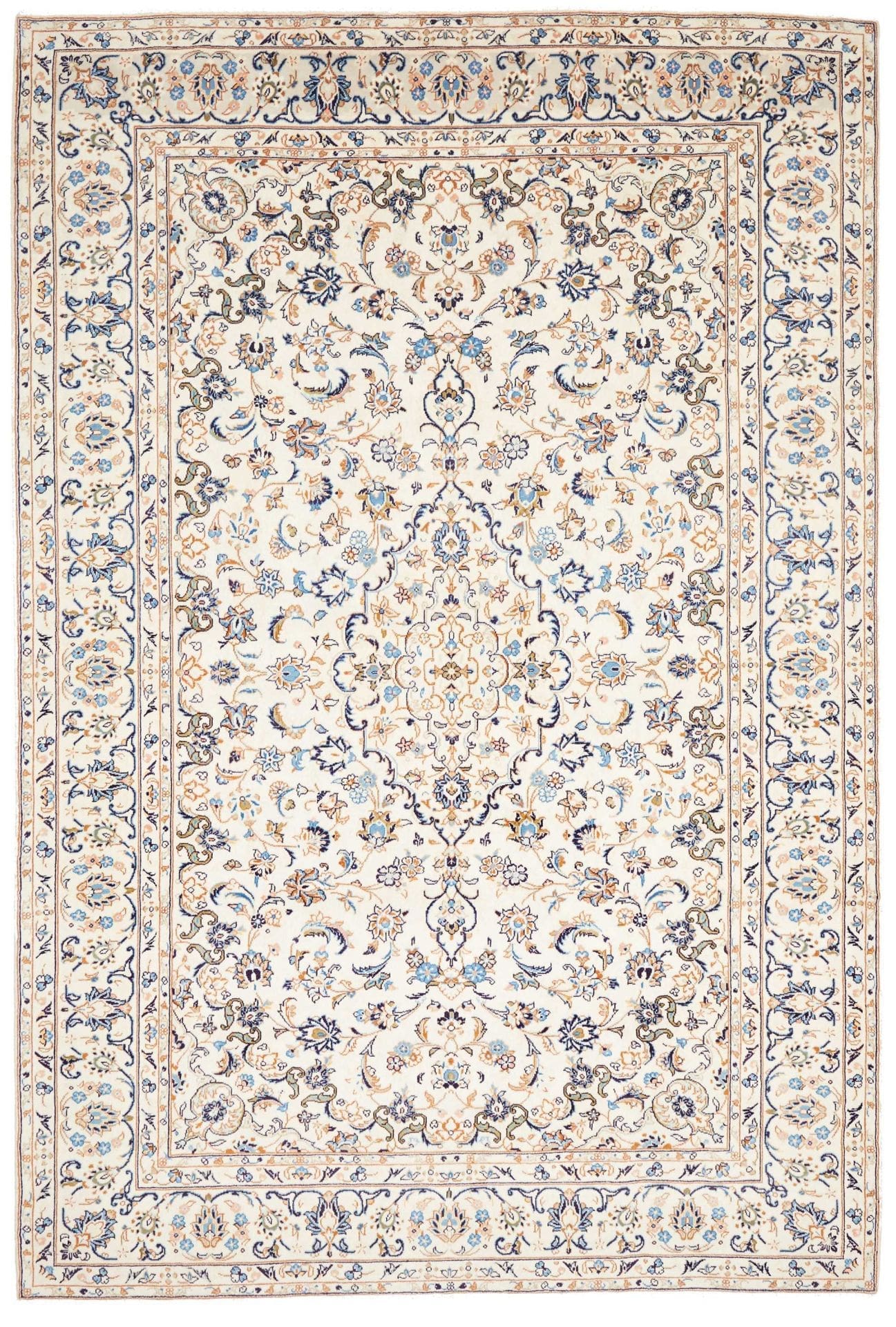 Perserteppich Kashan 201 x 293 cm Schurwolle handgeknüpft hochwertig