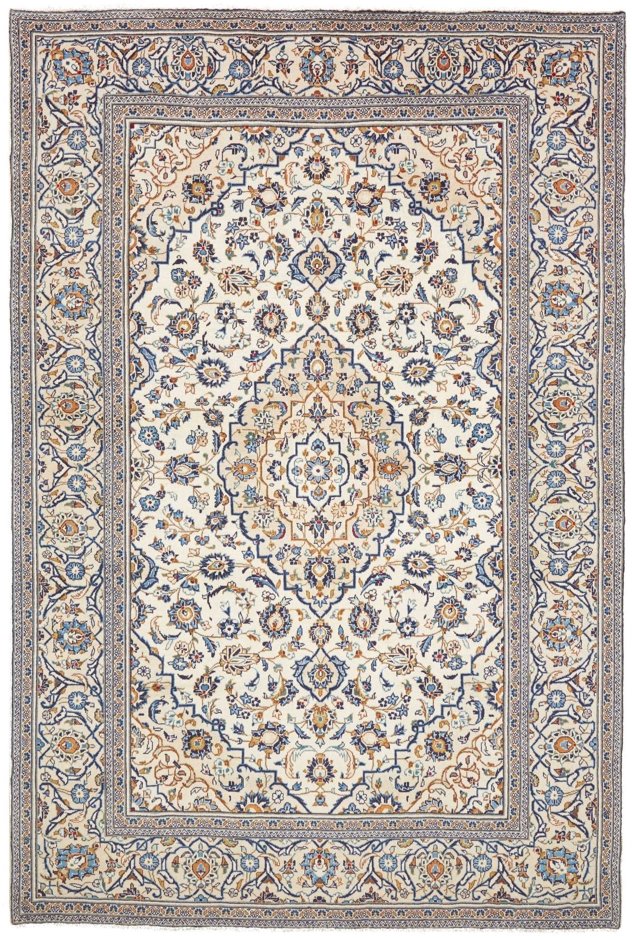 Perserteppich Kashan 203 x 302 cm Schurwolle handgeknüpft hochwertig