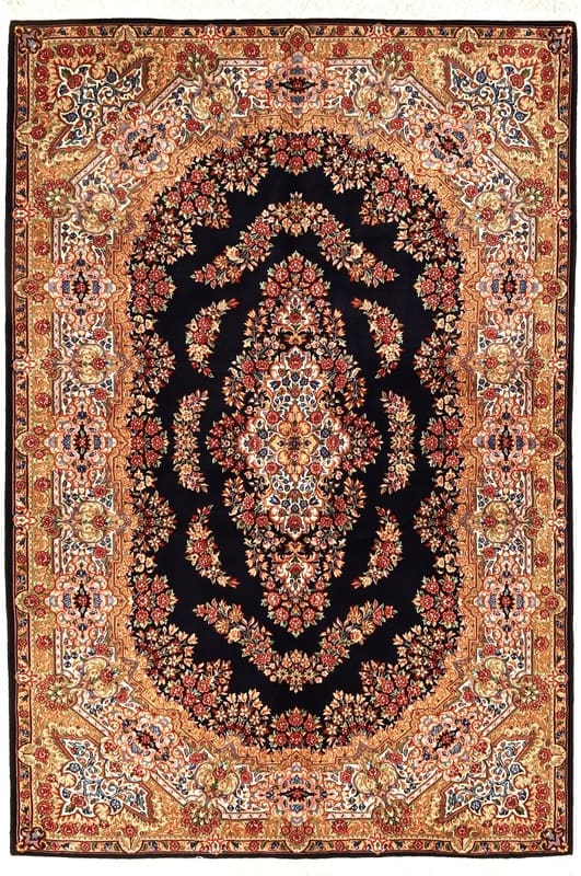 Perserteppich Kerman 248 x 167 cm Wolle handgeknüpft Beige