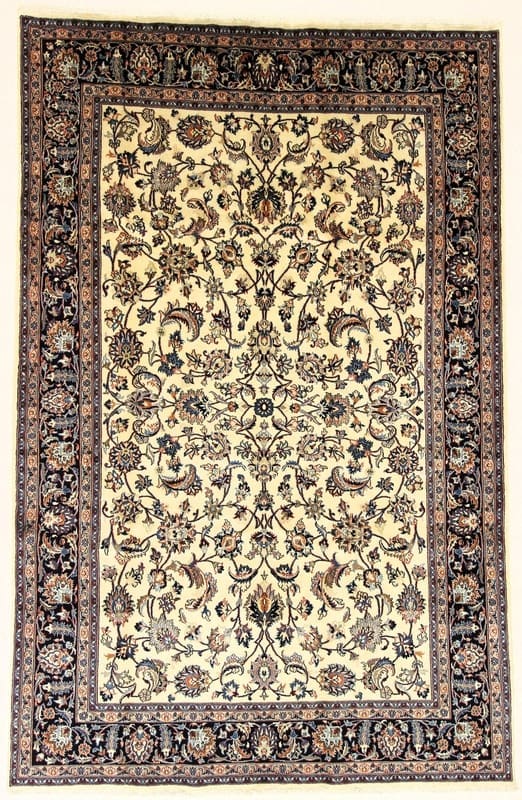 Perserteppich Mashad 304 x 193 cm Wolle handgeknüpft Beige