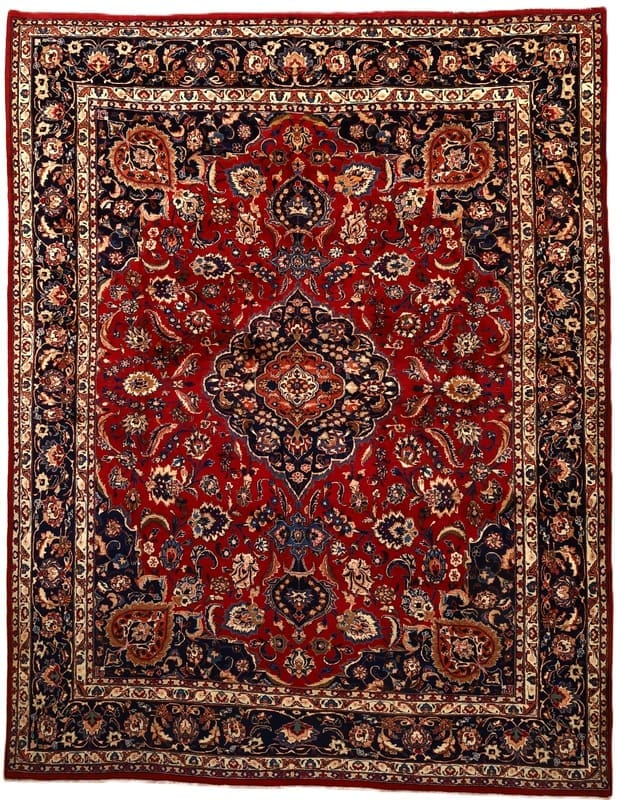 Perserteppich Mashhad 383 x 297 cm Wolle handgeknüpft Rot/Orange H1
