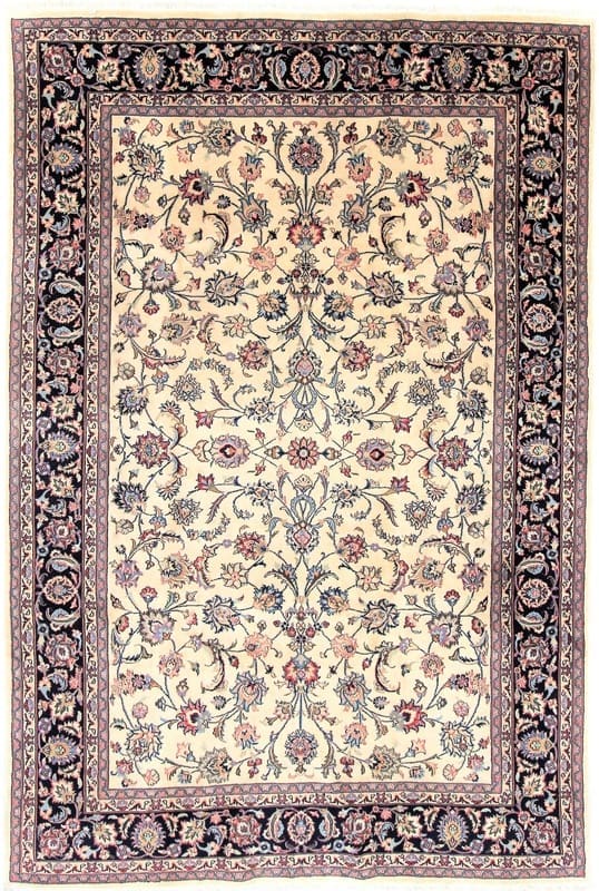 Perserteppich Nain 295 x 200 cm Wolle handgeknüpft Beige Weiß H1