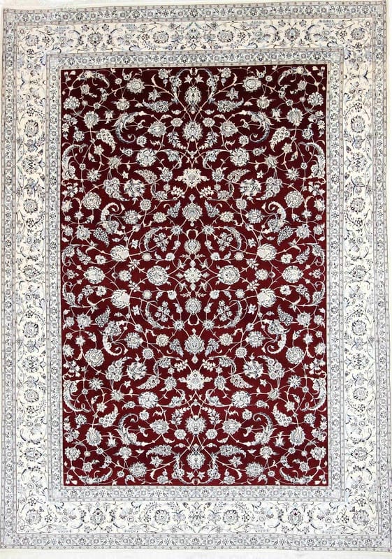 Perserteppich Nain 357 x 258 cm Wolle & Seide handgeknüpft rot/orange