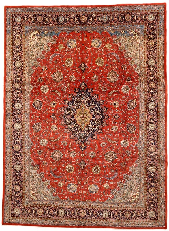Perserteppich Sarough 383 x 284 cm Wolle handgeknüpft rot-orange
