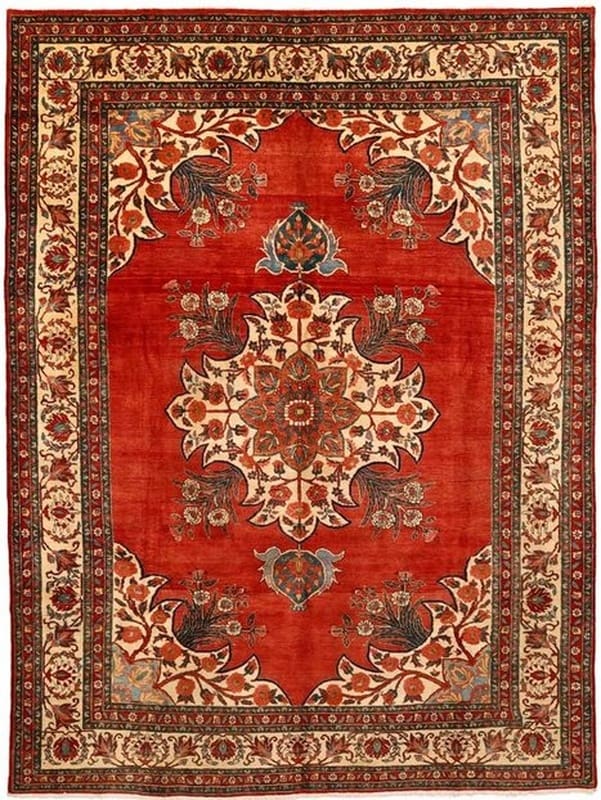 Perserteppich Tabriz 385 x 299 cm Wolle handgeknüpft rot-orange H1