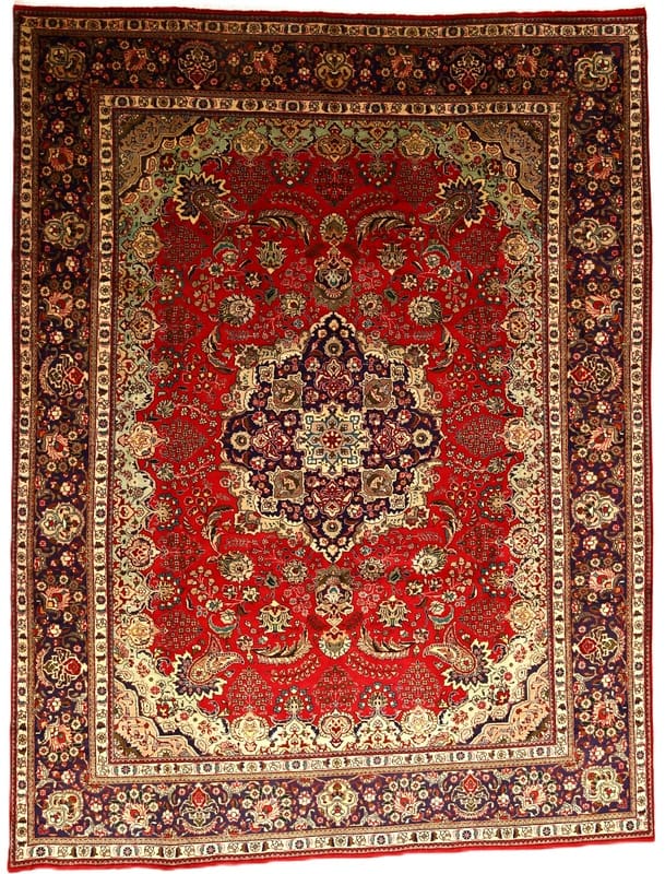 Perserteppich Tabriz 389 x 304 cm Wolle handgeknüpft rot-orange