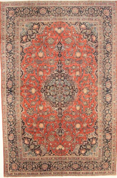 Perserteppich Antik 481 x 315 cm Wolle handgeknüpft rot-orange