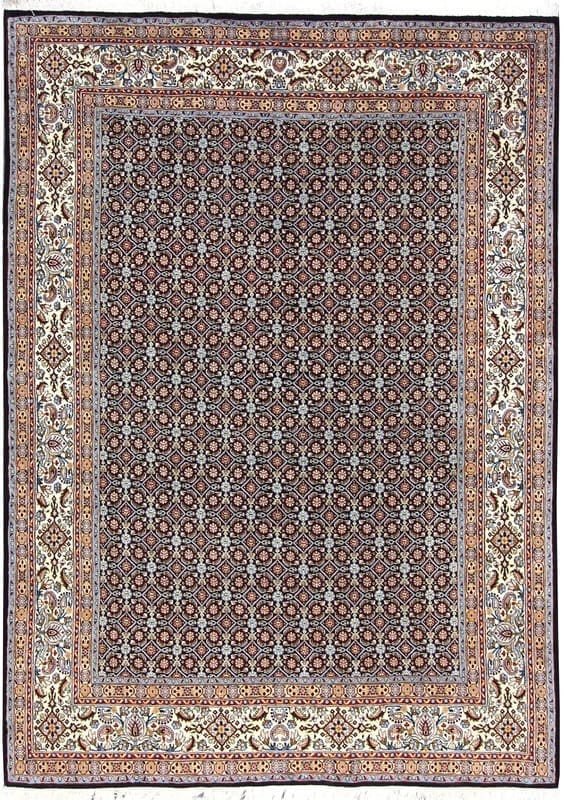 Perserteppich Iran 243 x 191 cm Wolle & Seide handgeknüpft blau-türkis H1