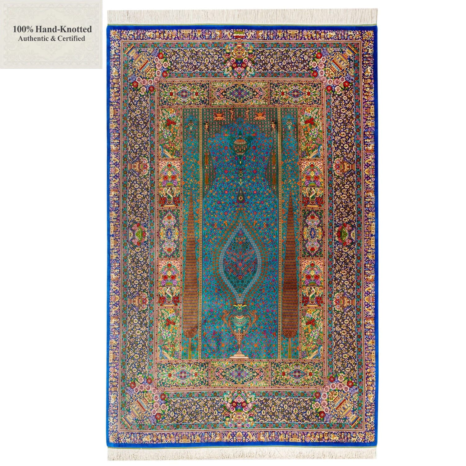 Perserteppich Iran 300 x 200 cm Seide handgeknüpft D02382G