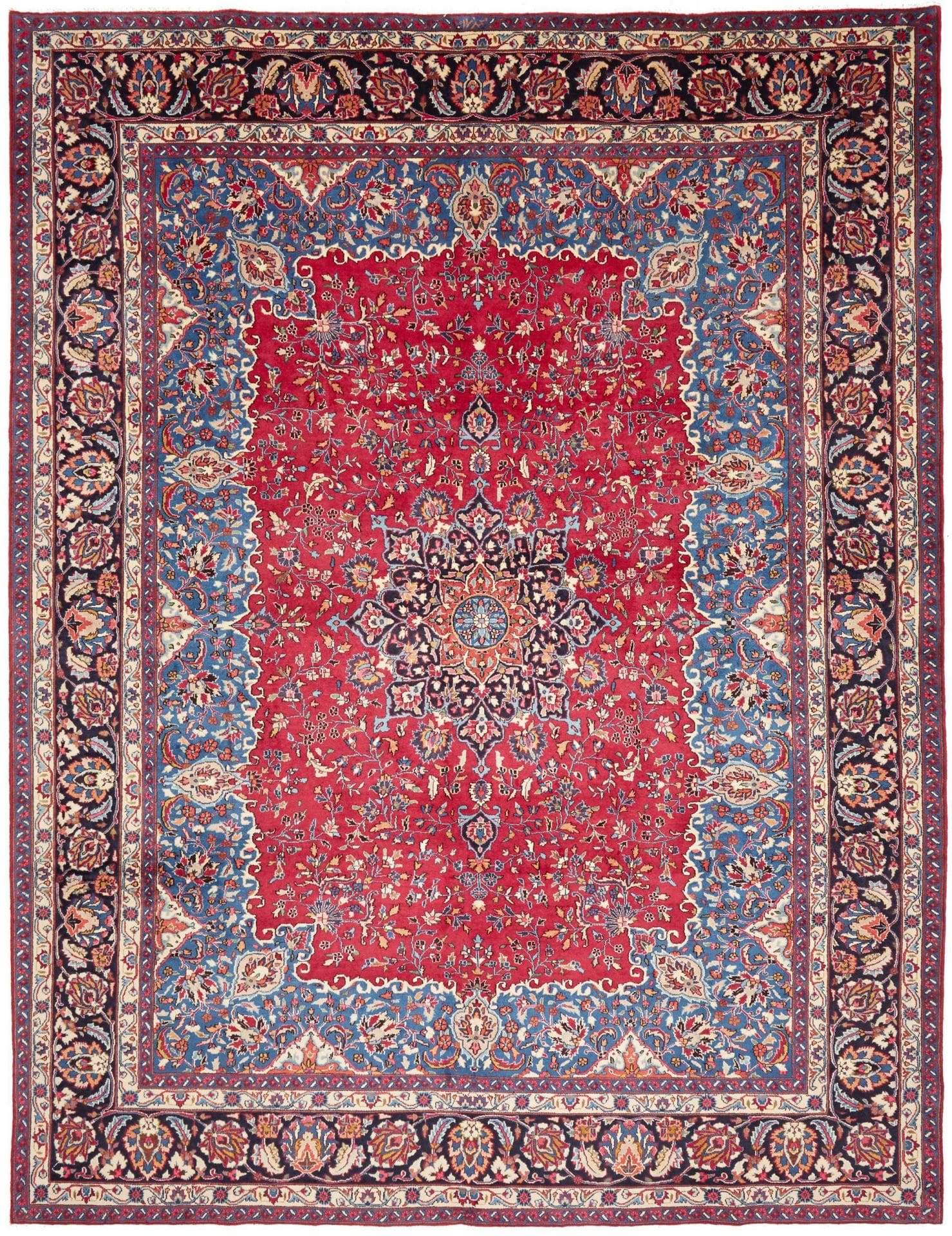 Perserteppich Mashad 299 x 383 cm Schurwolle handgeknüpft floral