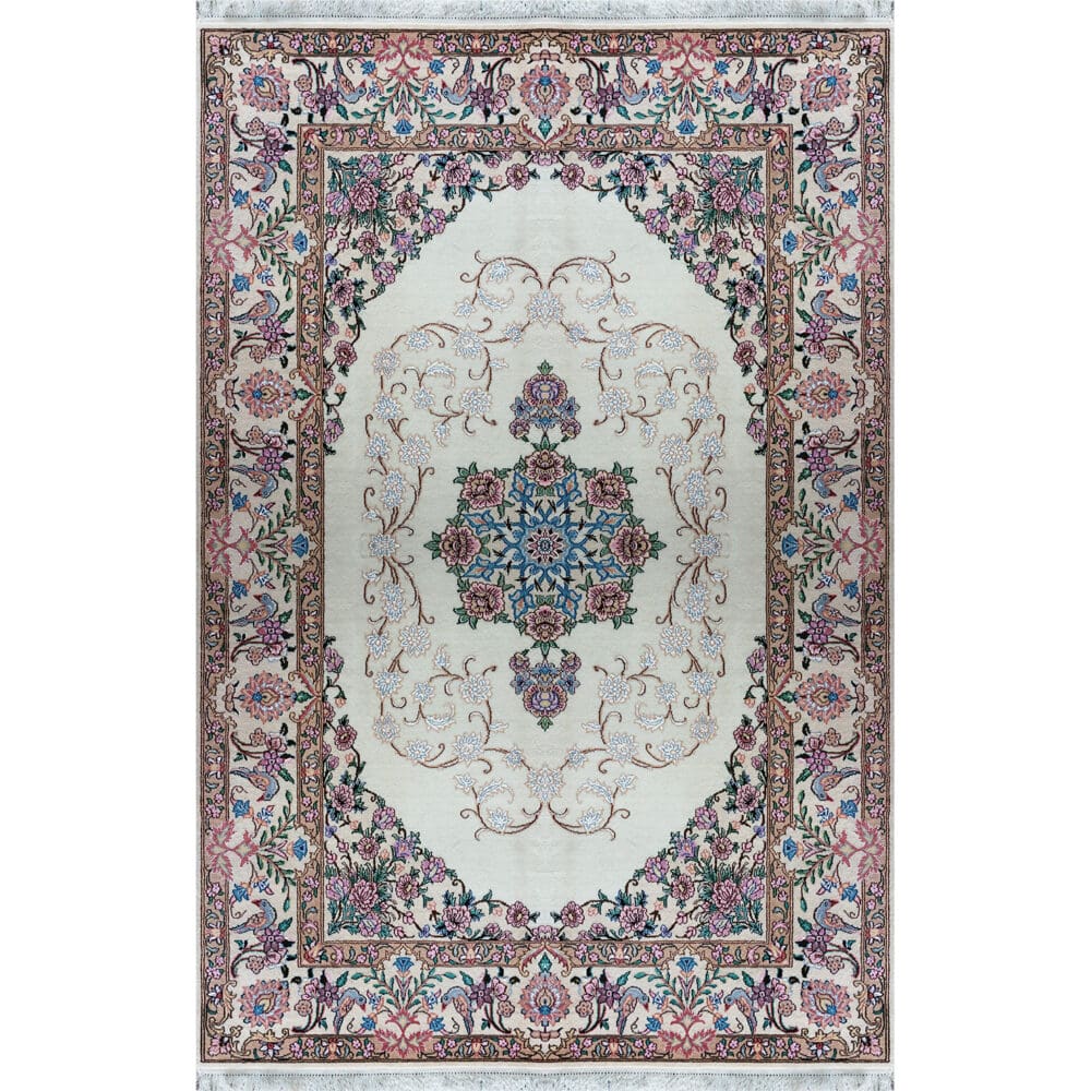 Perserteppich Nain 160 x 250 cm Seide handgeknüpft Längsdesign