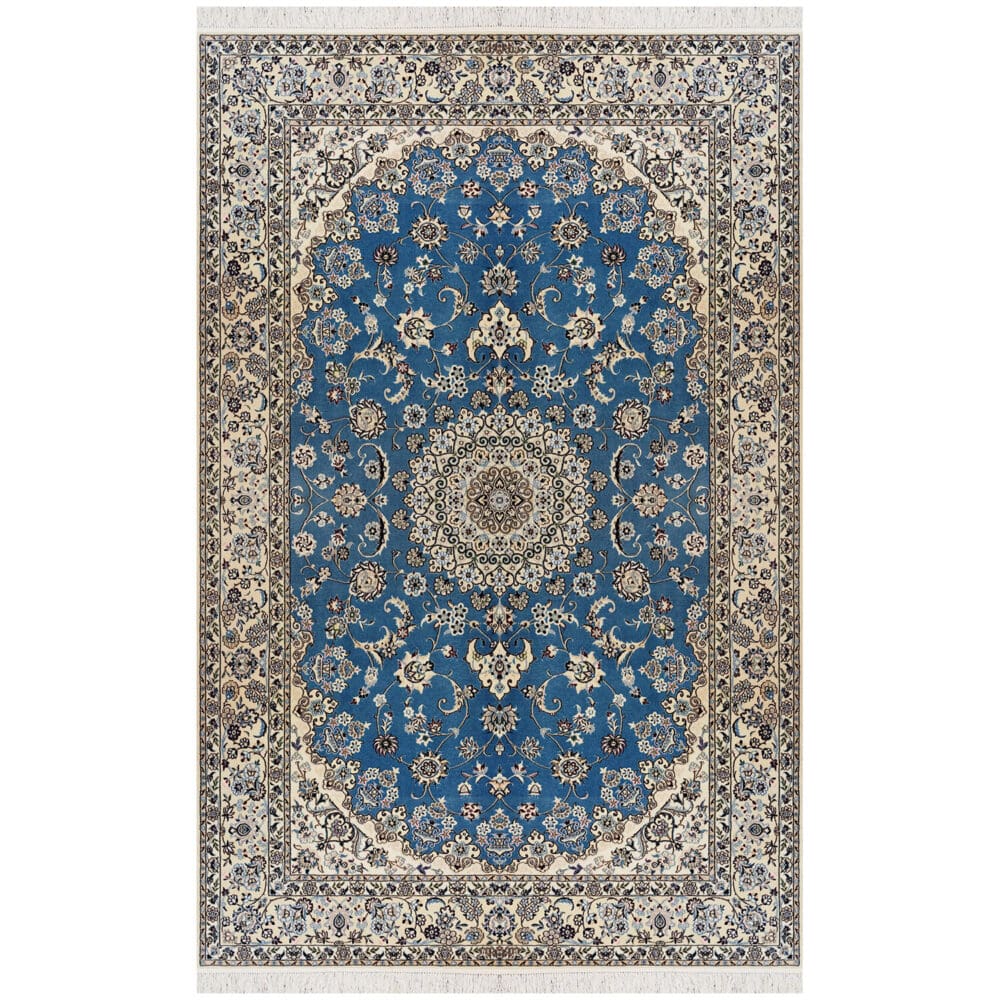 Perserteppich Nain 160 x 265 cm Seide handgeknüpft Blumenmuster