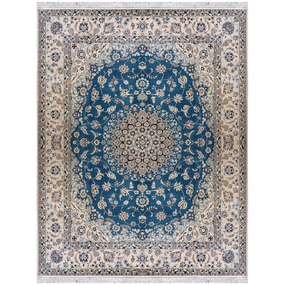 Perserteppich Nain 175 x 225 cm Seide handgeknüpft Lächeln & Rosette