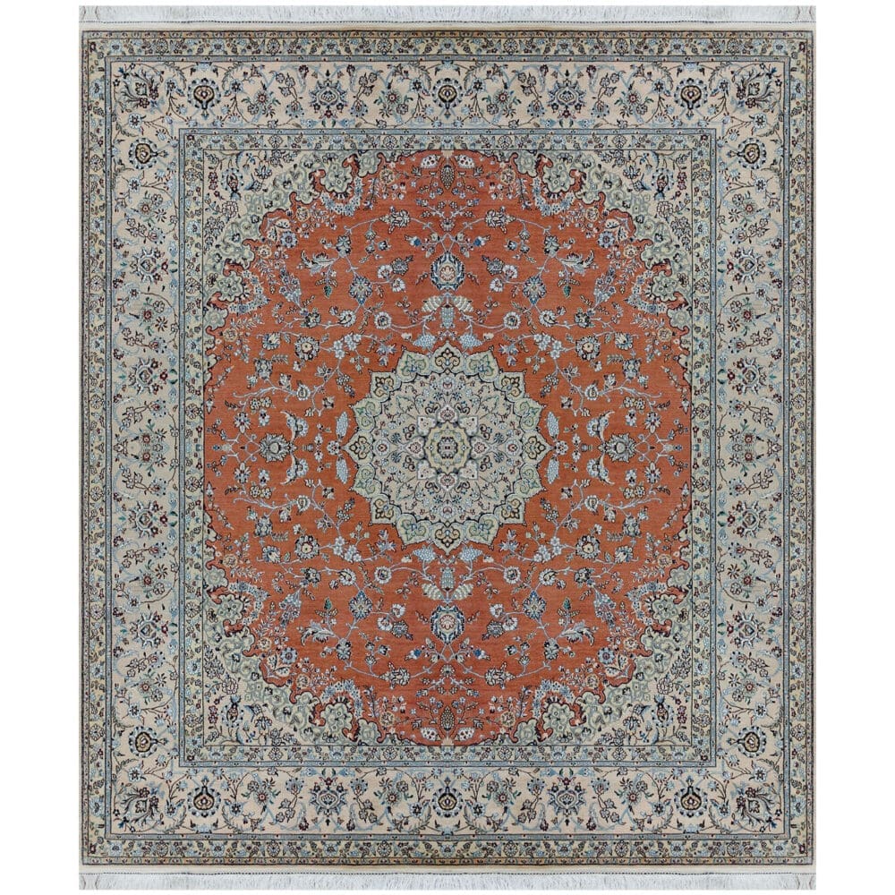 Perserteppich Nain 200 x 230 cm Wolle & Seide handgeknüpft neu