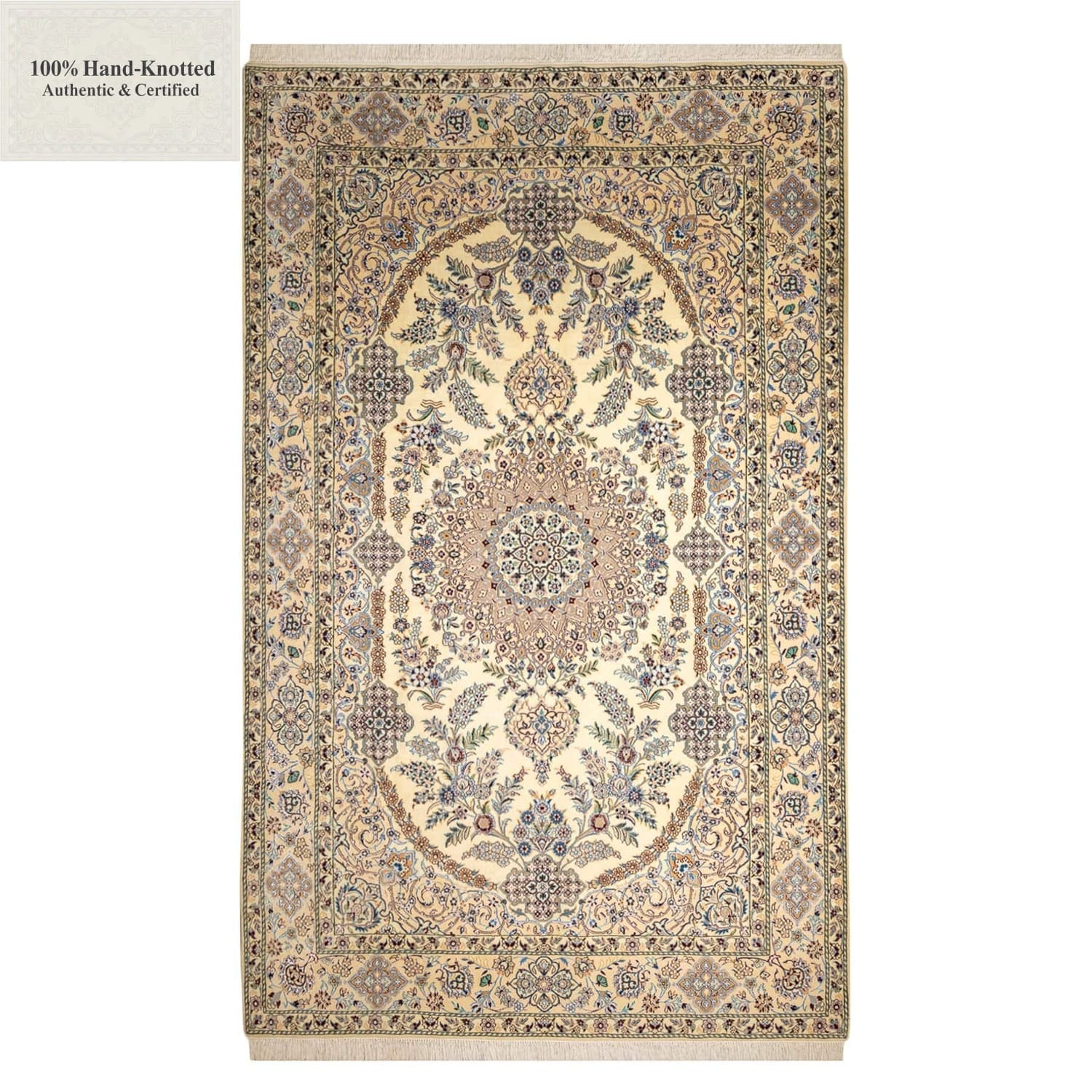 Perserteppich Nain 600 x 400 cm Wolle handgeknüpft Beige