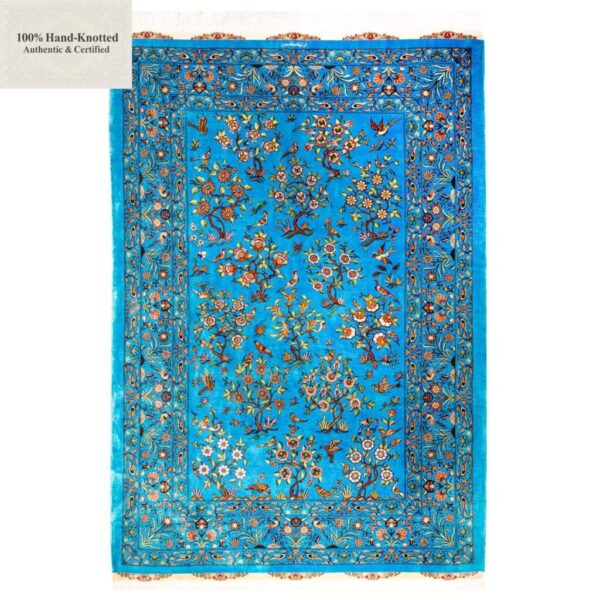Perserteppich Qom 208 x 140 cm Seide 80 Raj 1.200.000 Knoten / m² handgeknüpft "Ghasemi" signiert H1