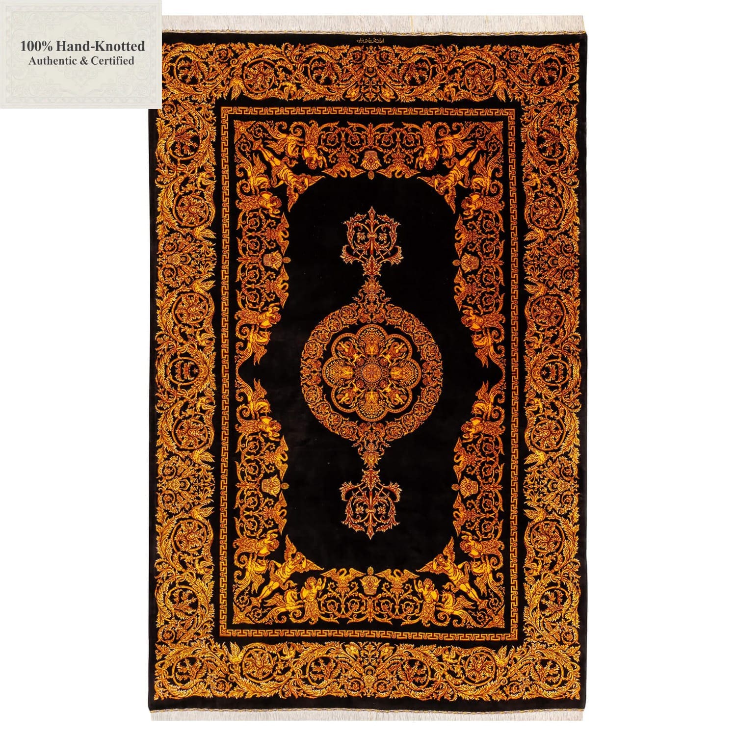 Perserteppich Qom 302 x 198 cm Seide 80Raj 1.2 Mio. Knoten/Qm handgeknüpft "Rashitizadeh" signiert H1