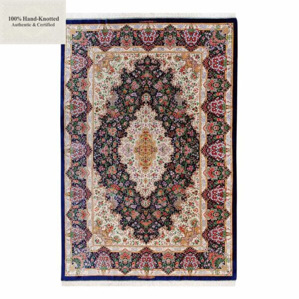 Perserteppich Qom 300 x 200 cm Seide 80Raj 1.2 Mio. Knoten/Qm handgeknüpft "Sadeghzadeh" signiert H1