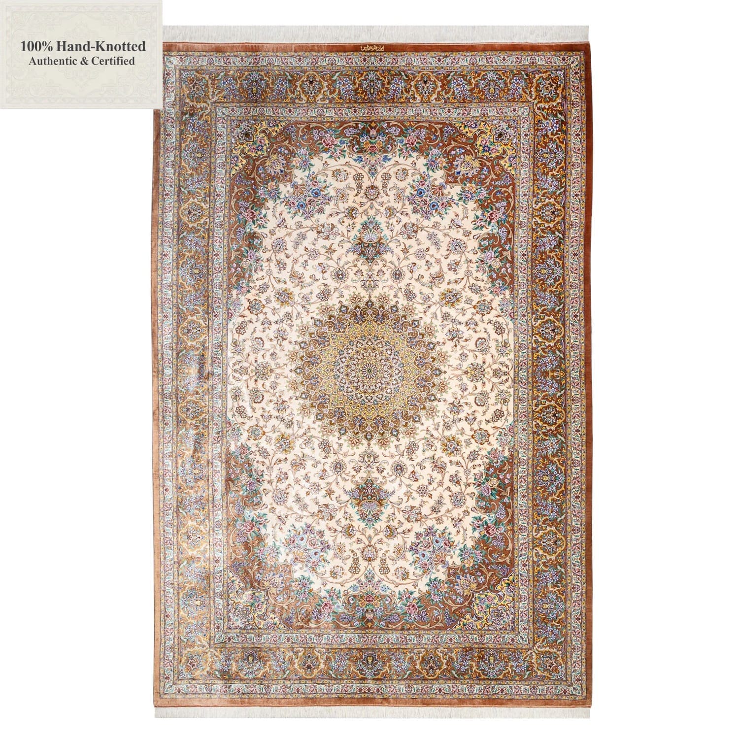 Perserteppich Qum 600 x 400 cm Seide handgeknüpft Latschk-Tarng