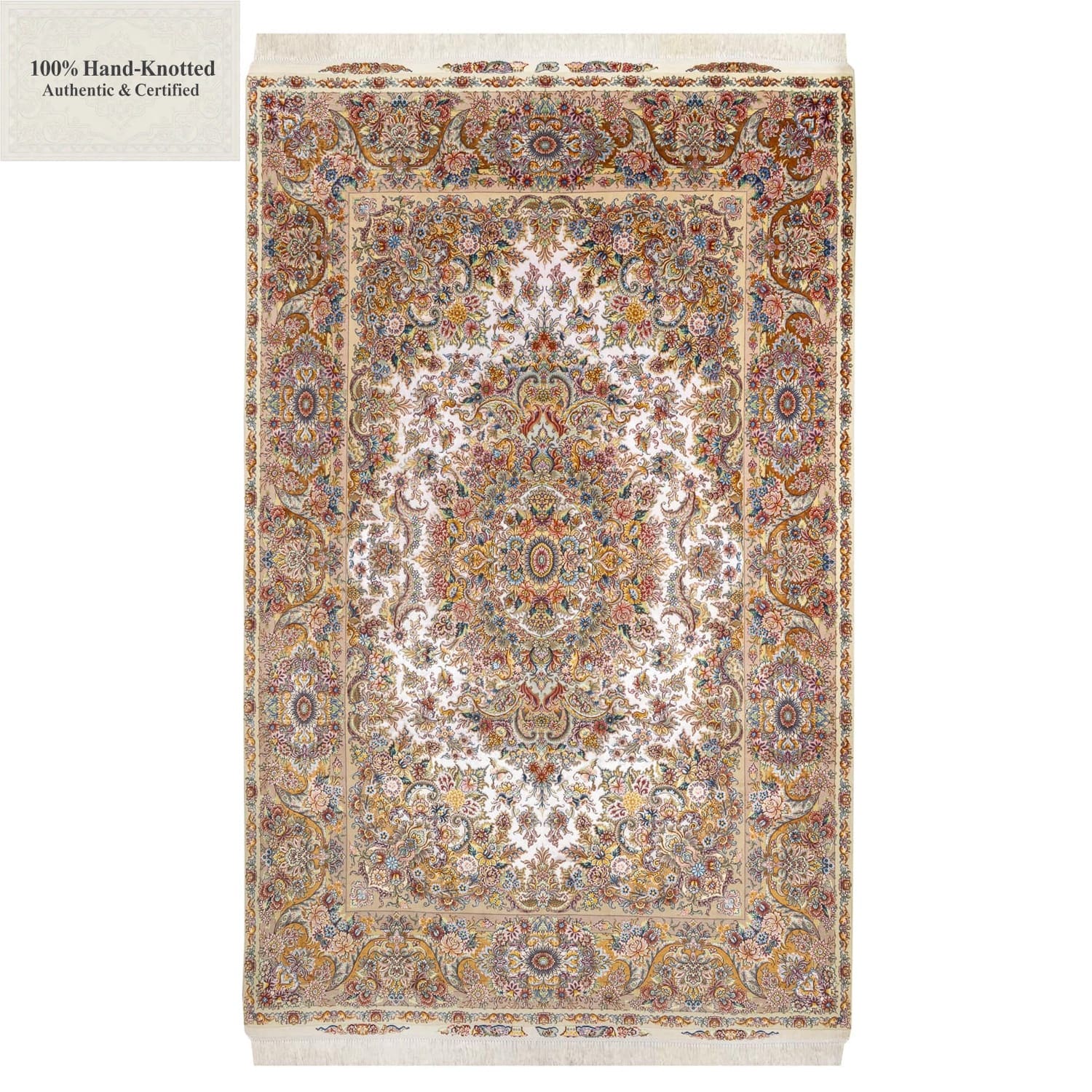 Perserteppich Tabriz 300 x 200 cm Seide & Baumwolle 60 Raj 900000/Qm handgeknüpft "Khatibi" Muster H1
