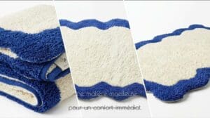 Badteppich NAHIA Ecru/Brau: 100% Baumwolle, 1200 g/m², ultra weich & hyper saugfähig (50×80)