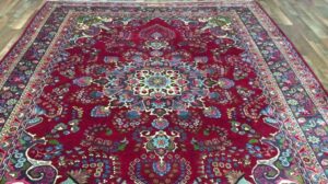 Blau-rot halbantiker persischer Kashan-Teppich 8'1X11'1 - M 1027
