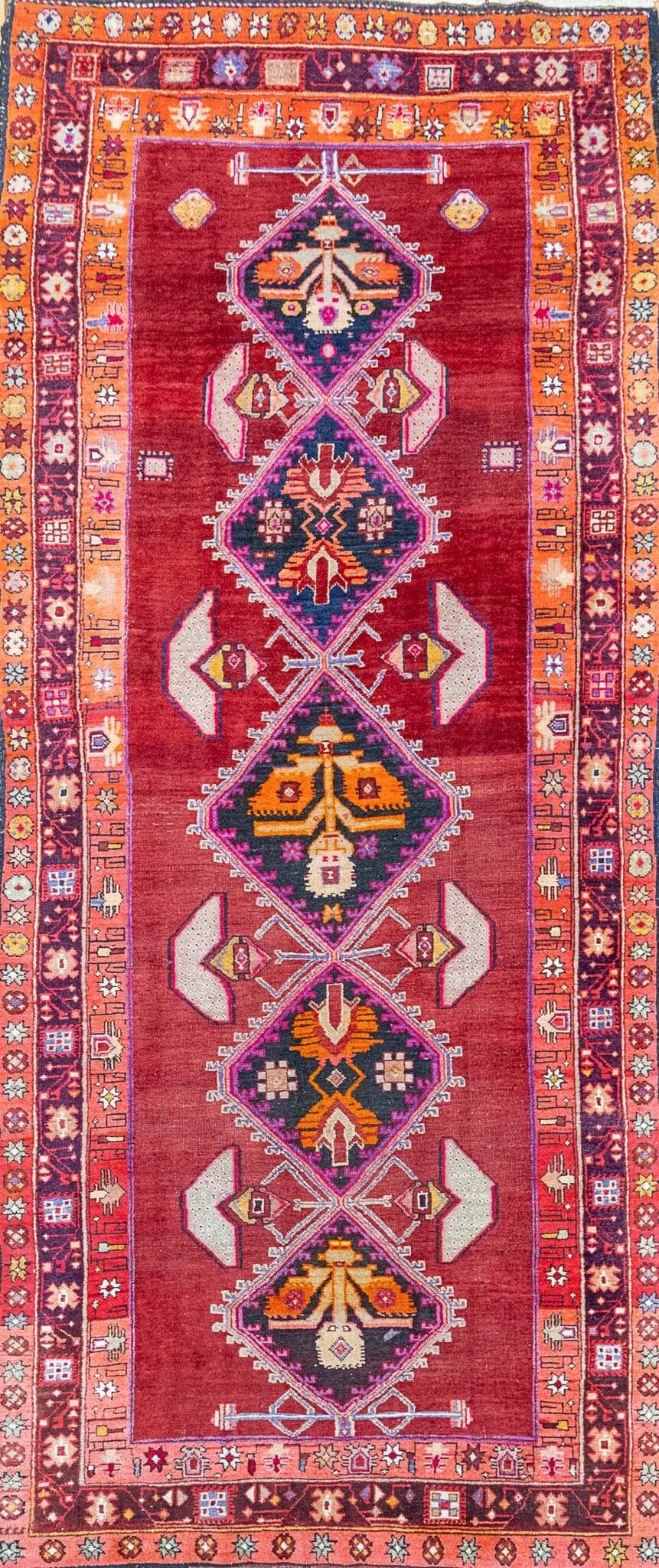 300x120cm Handgeknüpfter Orientteppich Läufer W1(#456) Russischer Kazak 300x120cm