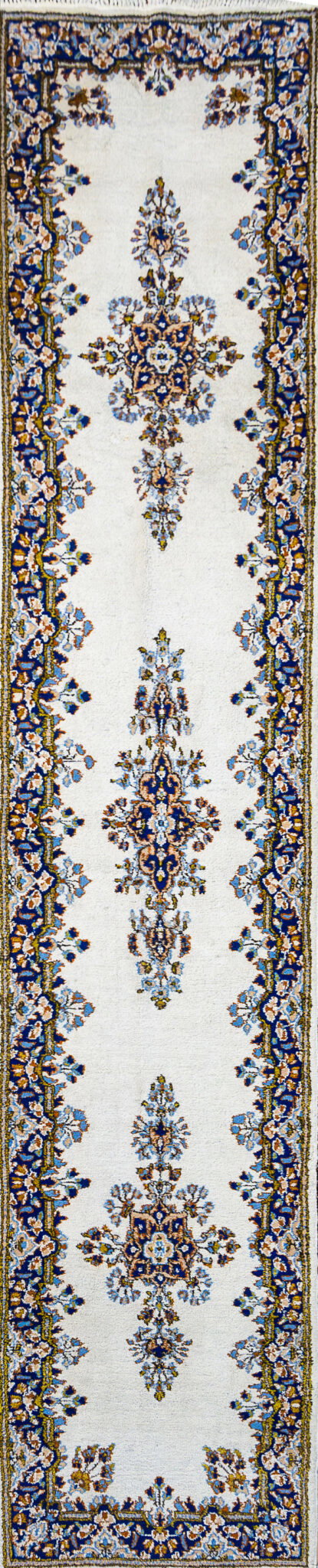 340x72cm Handgeknüpfter Kerman Perserteppich Läufer W1(#465)