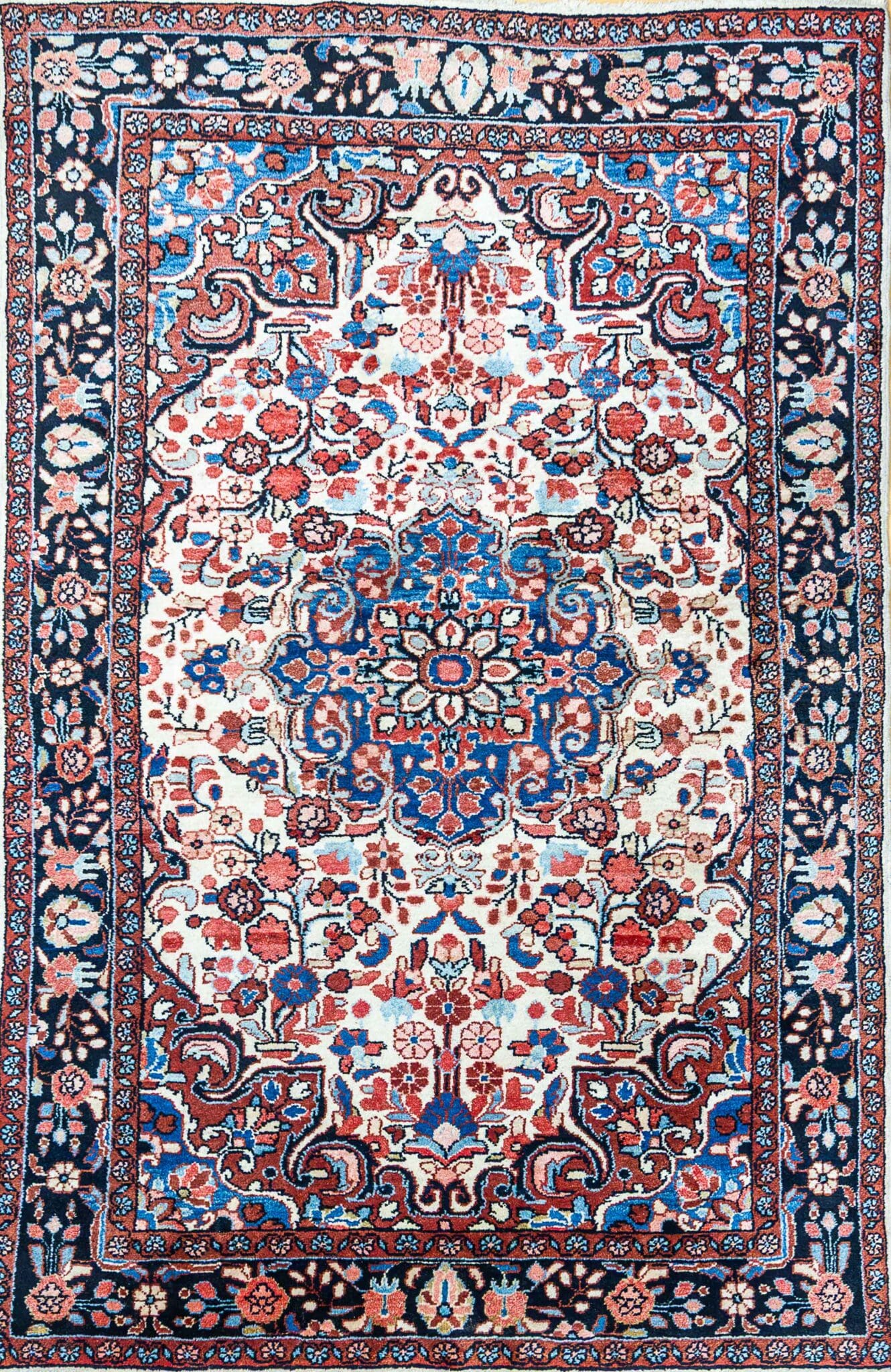 220x145cm Handgeknüpfter Hamadan Perserteppich W1(#466) Unikat handgesponne Wolle, Naturfarben