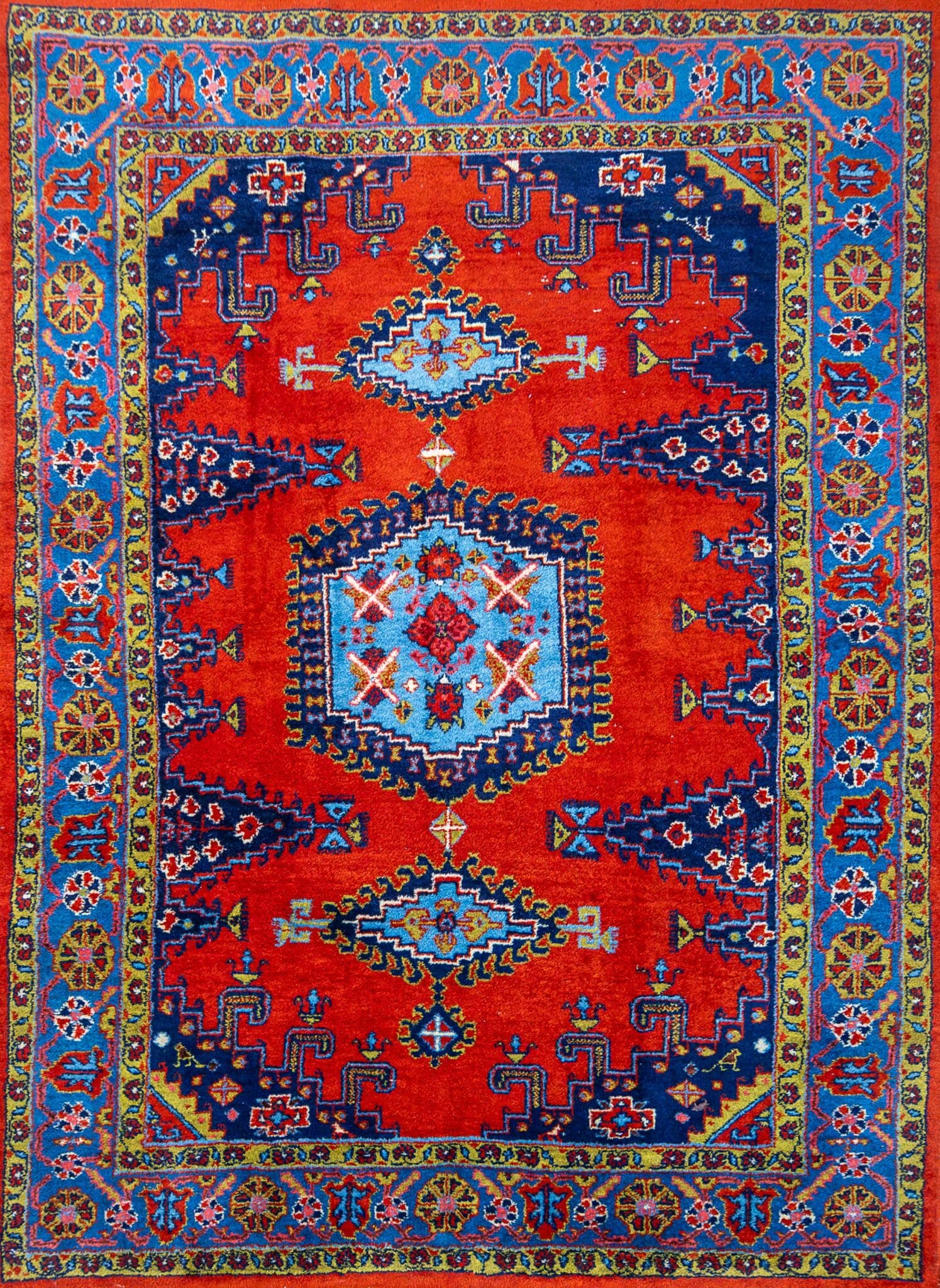 220x165cm Vintage Handgeknüpfter Sarough Farahan Perserteppich W1(#470) PATINA