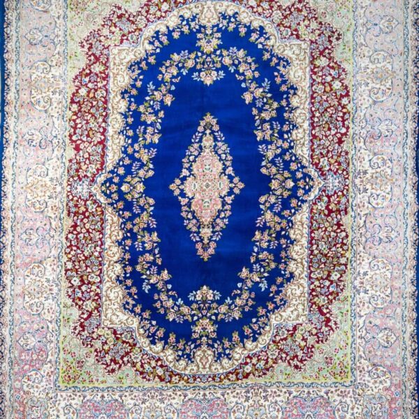 (RESERVIERT) 400x300cm Unikat seltener handgeknüpfter Perserteppich Kerman Kirman 360.000/qm Teppich blau (Persien) Rarität W1(#301)