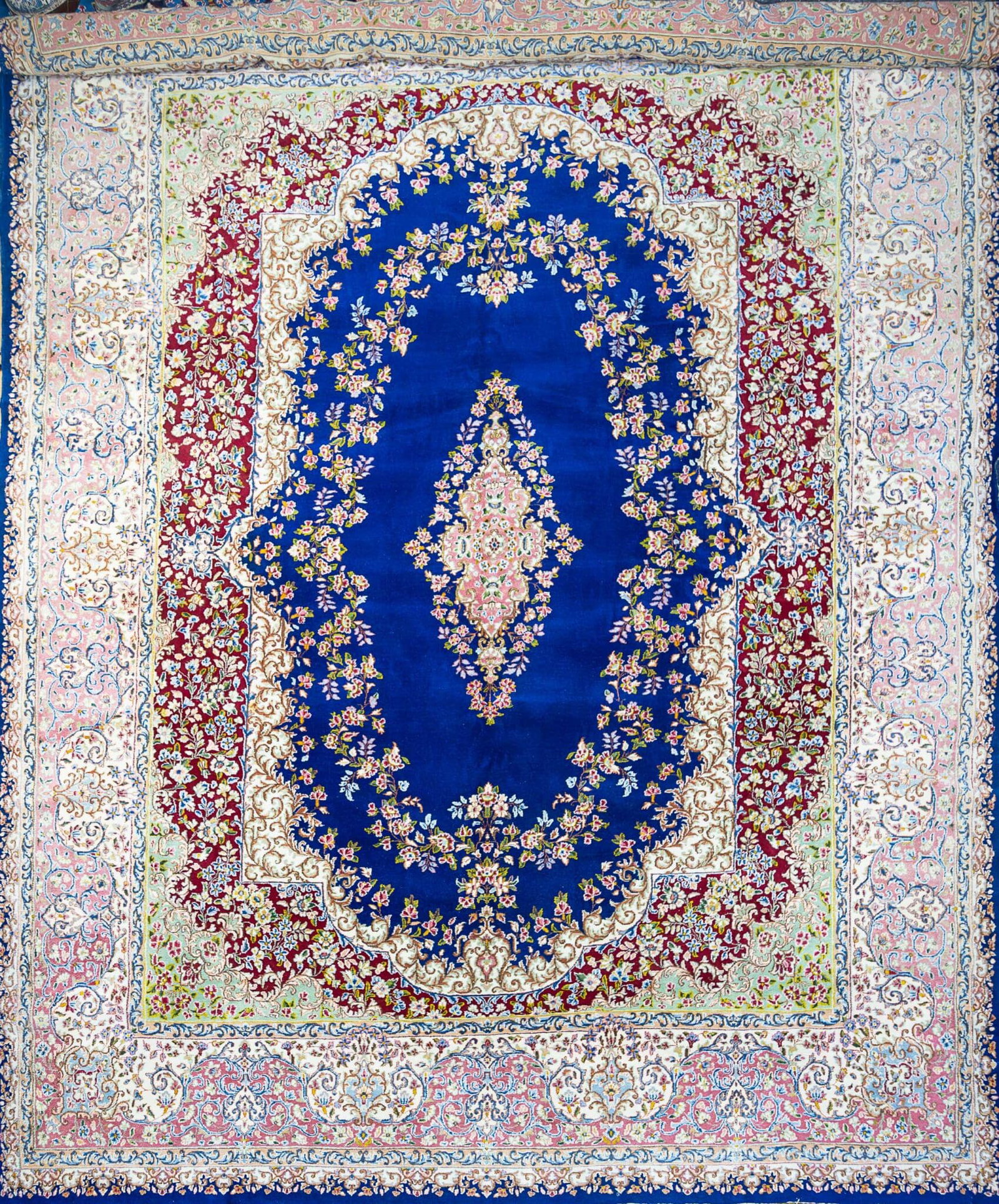 400x300cm Unikat seltener handgeknüpfter Perserteppich Kerman Kirman 360.000/qm Teppich blau (Persien) Rarität W1(#301)