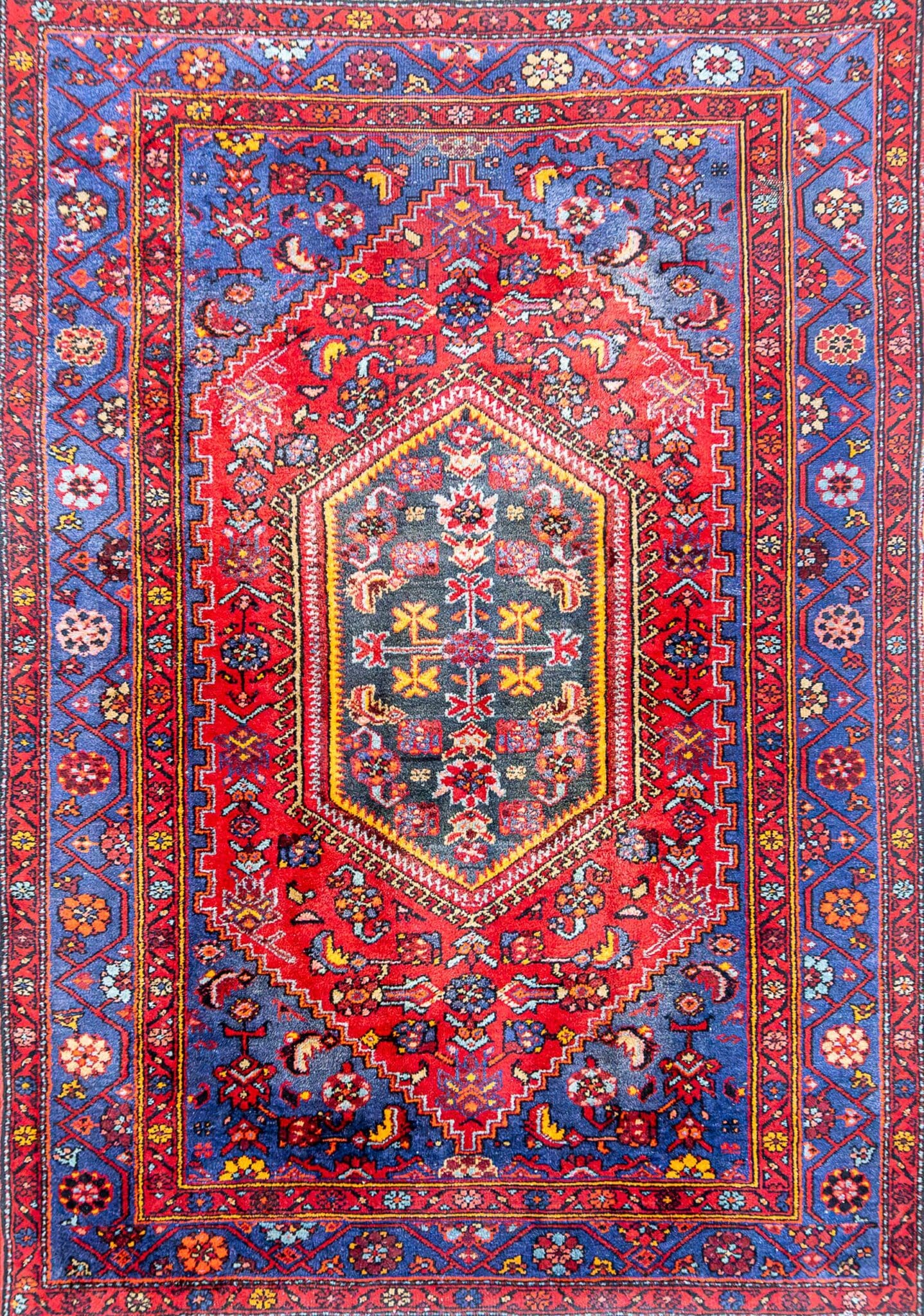 198x139cm Hamadan Handgeknüpfter Perserteppich W1(#474)
