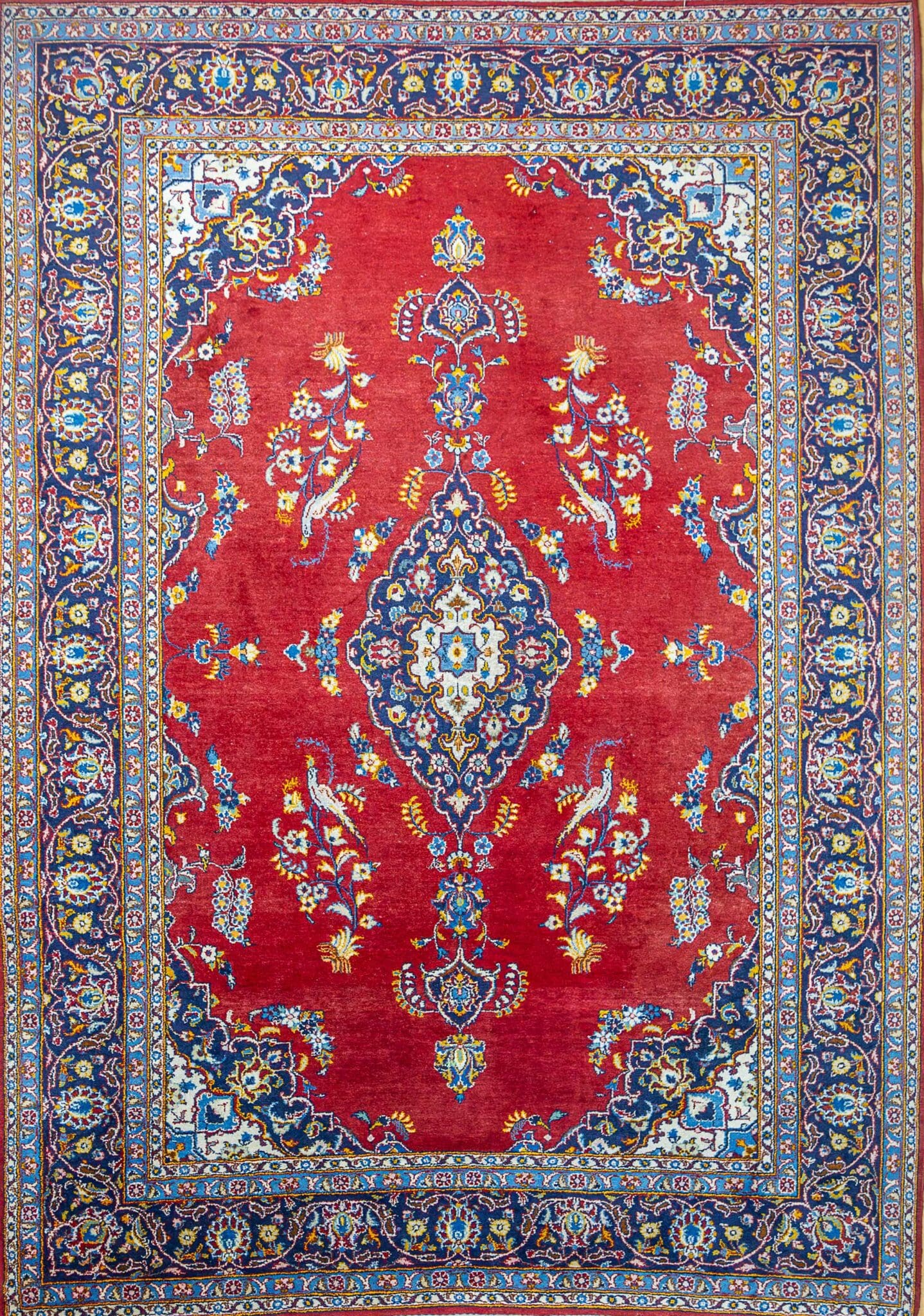320x230cm Vintage Kashan Handgeknüpfter Perserteppich seltenes Muster W1(#475)