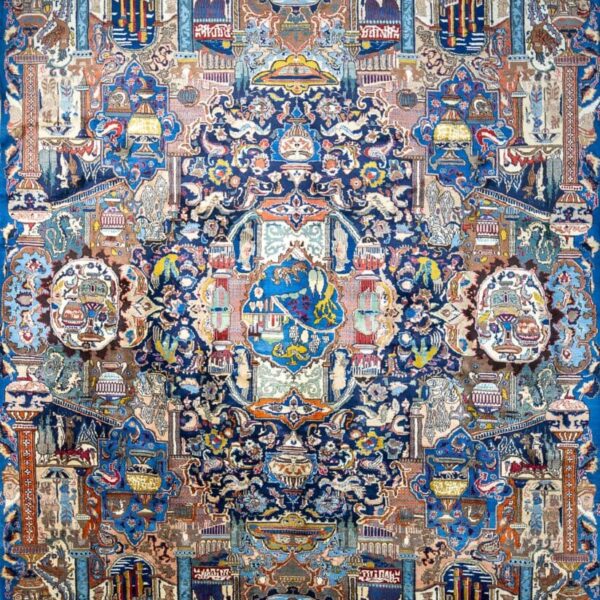 380x300cm Royal Kashmar Handgeknüpfter Perserteppich Zirkhaki - Bodenschatz Muster W1(#473) Unikat