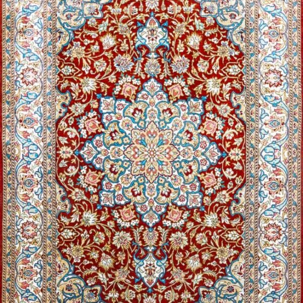 118.5cm x 75.5cm ORIGINAL echte Qom (Ghom) Seidenteppich Perserteppich 100% echte Seide auf Seide 70 Radj 1 Mio. Knoten/Qm Iran W1(#479)