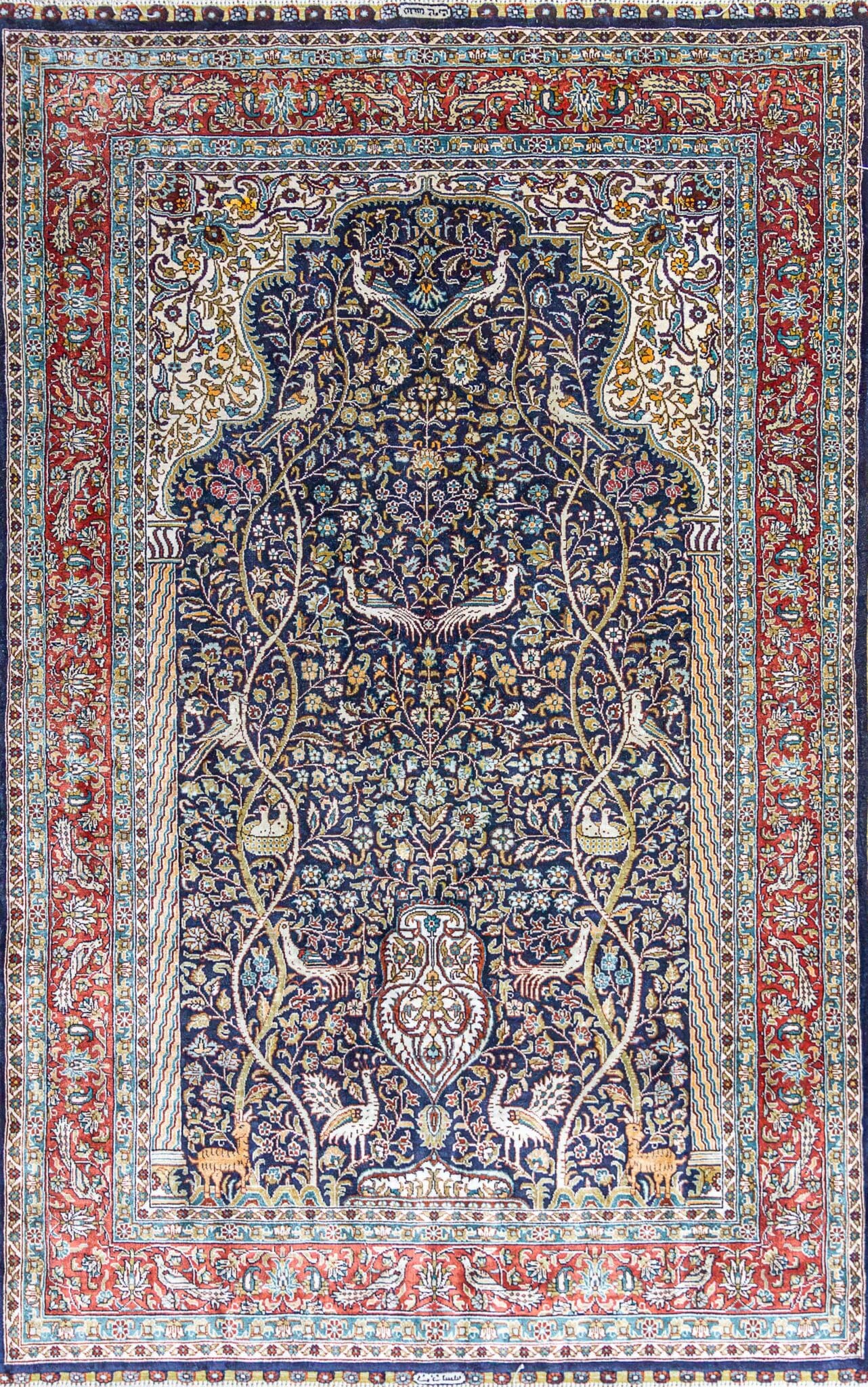 123x78.5cm Hereke Seidenteppich handgeknüpft ca. 1 Mio. Knoten/Qm Seide auf Seide geknüpft Orientteppich signiert W1(#481)