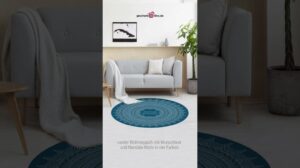 Wohnzimmer Ideen | Runder Teppich mit Mandala-Motiv und Wunschtext in vier Farben