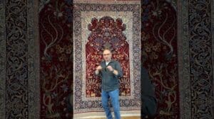 Isfahan Seidenperserteppich mit Mehrab-Bilderdesign
