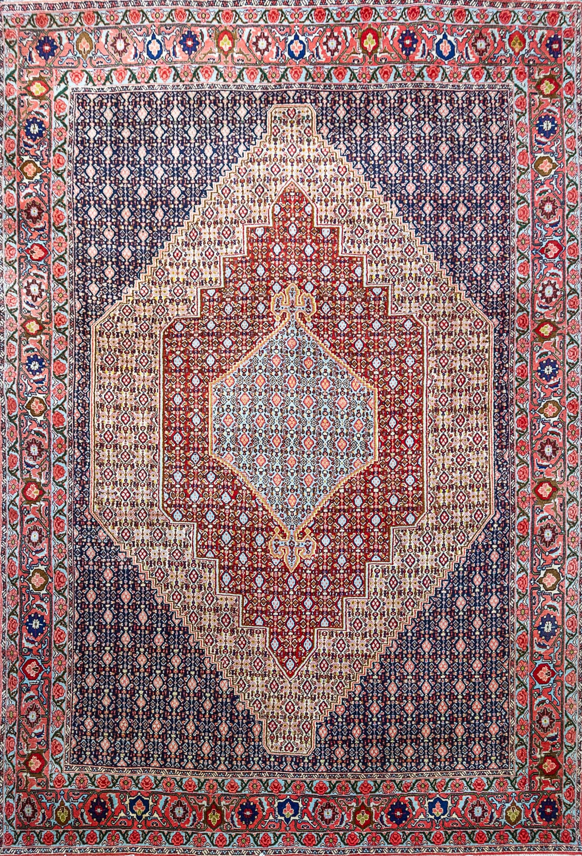 298x205cm Handgeknüpfter echter iranischer Senneh Bidjar Perserteppich - Fischmuster Mahi Bidjar W1(#220)