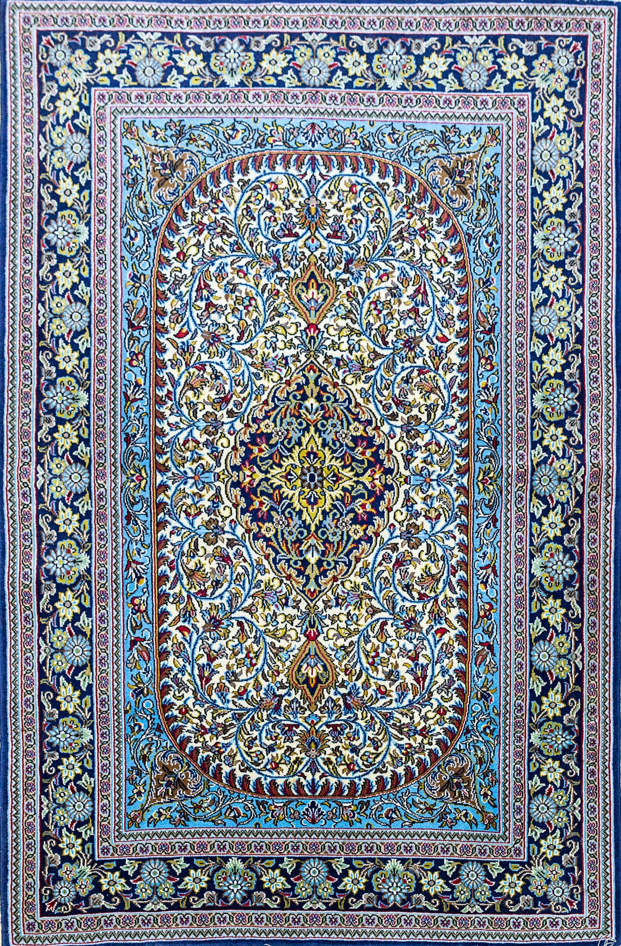 164x106cm Ghom Korkwolle feiner Schurwolle Handgeknüpfter Perserteppich W1(#490)