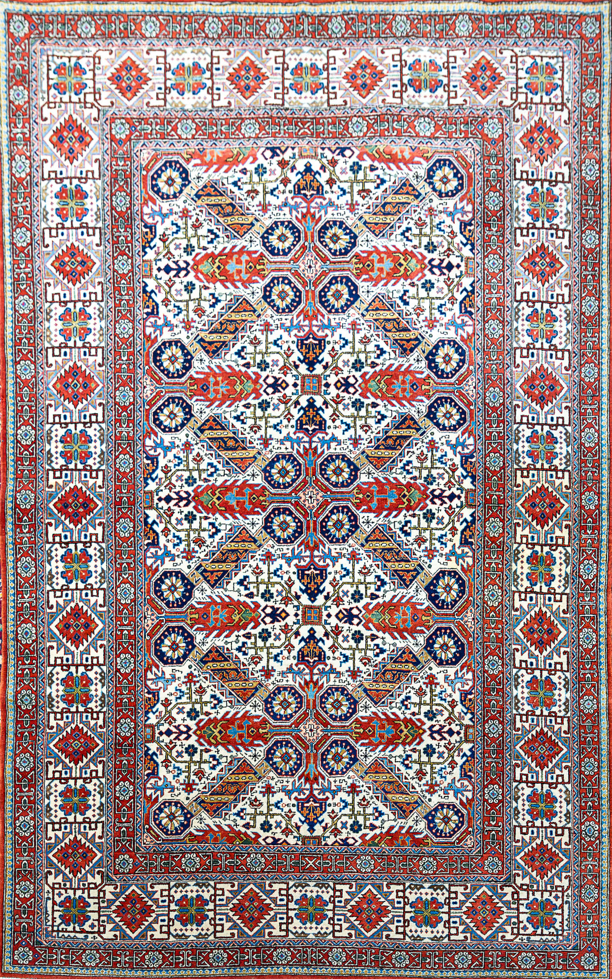 (Verkauft) 220x136cm Ghom Korkwolle Handgeknüpfter Perserteppich W1