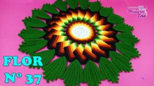 Wie man die Blume Nr. 37 häkelt für die Anwendung auf Teppichen, Tischmitteln und Quadraten für Decken