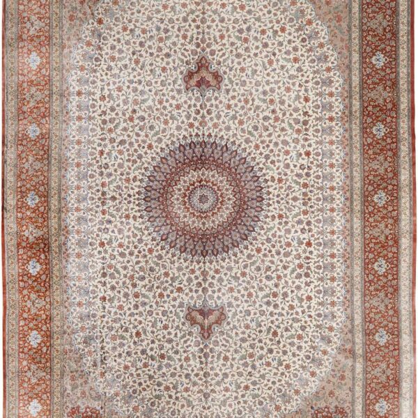 Perserteppich Ghom 395 x 619 cm Seide handgeknüpft exklusiv "Ahmadi" - Ghom signiert H1
