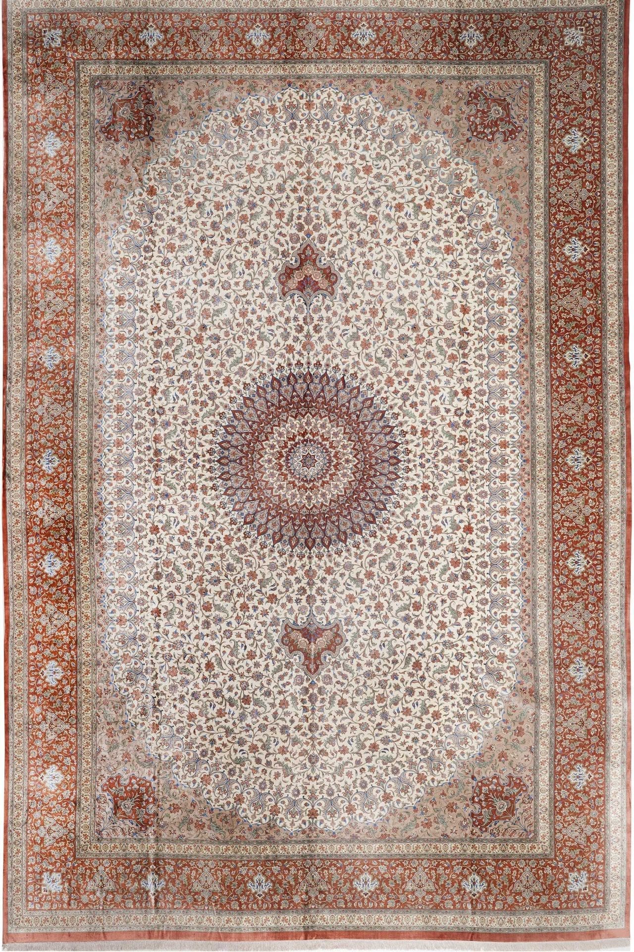Perserteppich Ghom 395 x 619 cm Seide handgeknüpft exklusiv "Ahmadi" - Ghom signiert H1