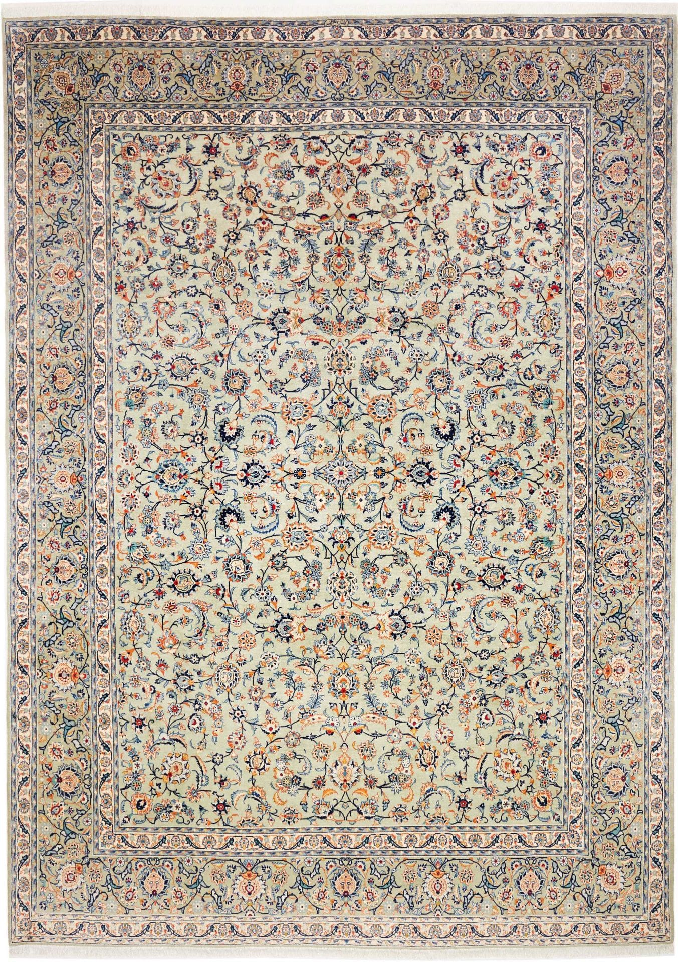 Perserteppich Kashan 276 x 384 cm Schurwolle handgeknüpft elegant